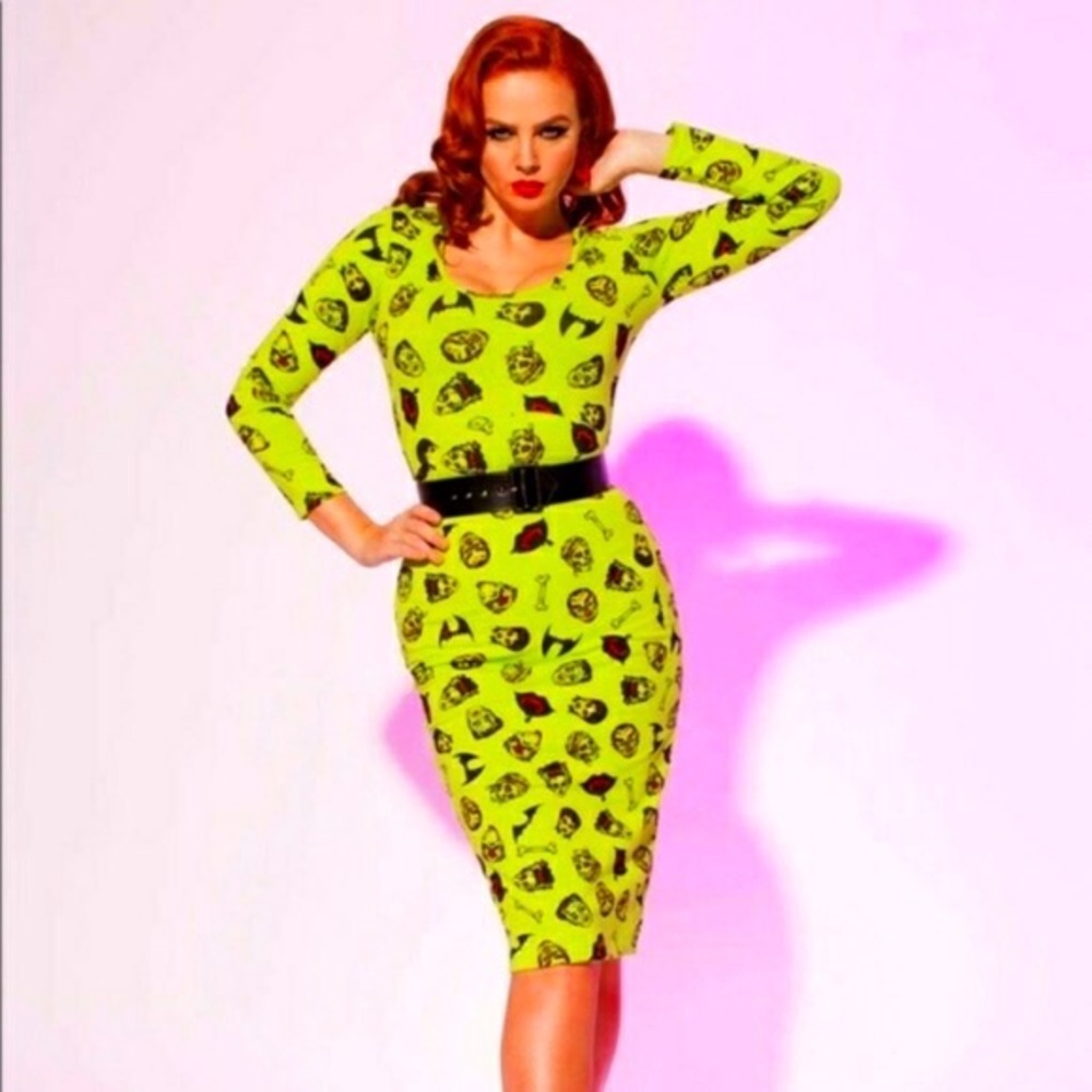 Pinup Couture SMALL Monster Green Skirt